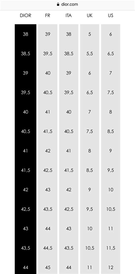 dior größentabelle|Dior Size Chart .